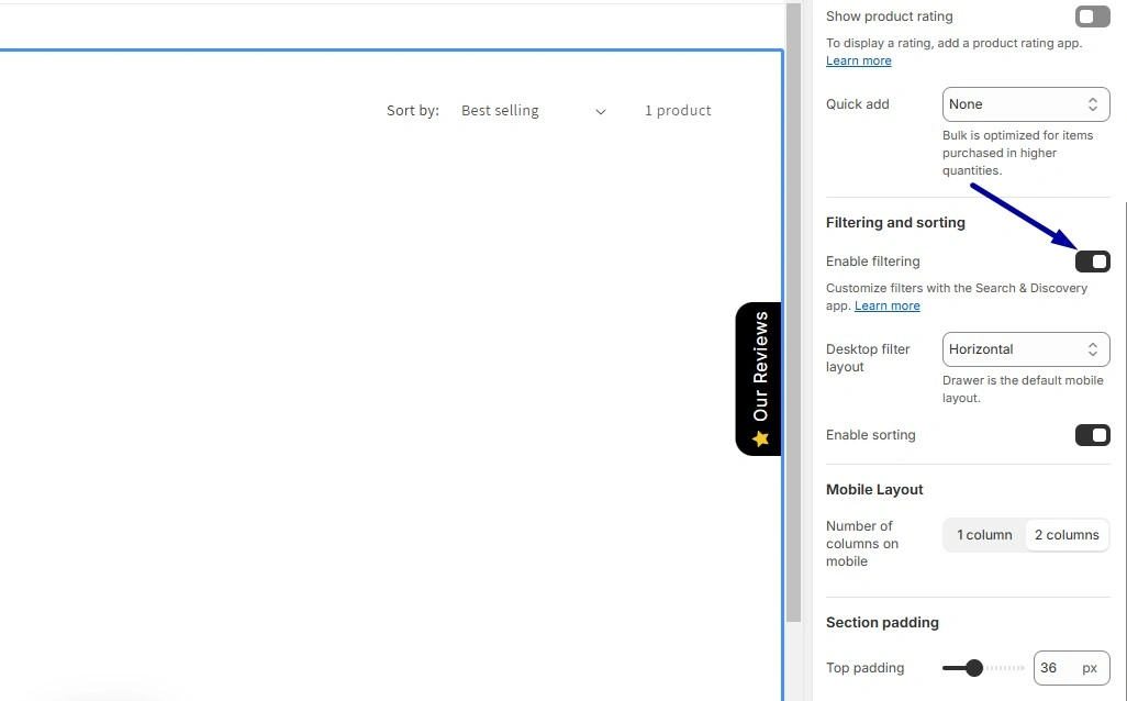In the theme editor, select the “Collection pages” tab